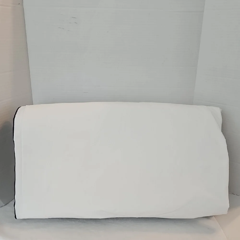 Restoration Hardware White Black Italian Tipped Satin Stitch Full Duvet Cover